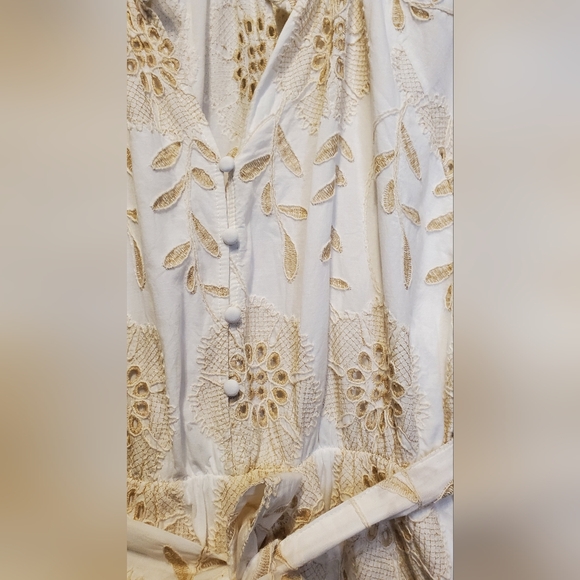 285. LINEA MODA White Sand Embroidered Mini Dress - Picture 6 of 8